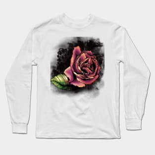 Inked Watercolor Rose Long Sleeve T-Shirt